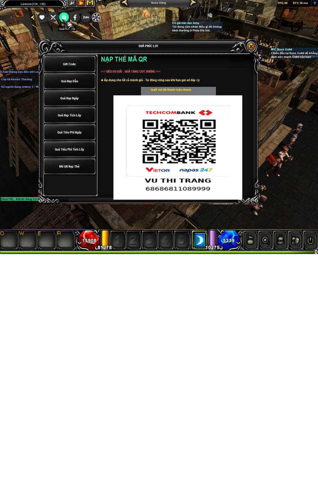 Hướng Donate Nạp Ủng Hộ Server